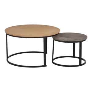 Set masute de cafea stivuibile, 2 buc, Solme I, Stejar, 80x80x45 cm - Img 2