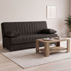 Set mobilier studenti canapea si masuta de cafea, 2 buc, Zing, Gri, 190x75x85 cm