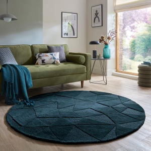 Shard Кръгъл килим Shard Navy Blue 160x160 cm, Flair Rugs
