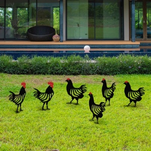 Декоративен метален комплект аксесоари за градината Chicken Черен 24x33 см