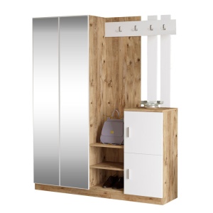 Закачалка с шкаф Doorse меламинирана бяла - сонома 147.5x35x180см