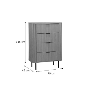 Комод с 4 чекмеджета Сканди в цвят естествено дърво 79x46x115см - Img 5
