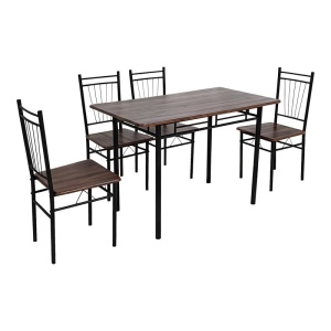 Комплект от маса и столове за трапезария, 5 бр. Роза, орех, 110x60x90 см
