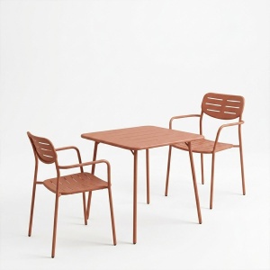 Комплект от 3 броя маса и столове за градина V1, Moraja, Terracotta, 70x70x73 см - Img 2