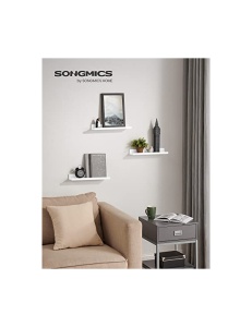 Комплект от 3 рафта, Songmics, 38 x 10 см, МДФ, Бял, LWS38WT - Img 2