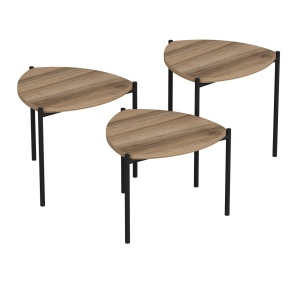 Комплект стативни масички за кафе, 3 броя Лени Орех 45x45x45 см - Img 8