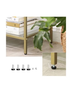 Конзола от закалено стъкло, Vasagle, 3 рафта, 100 x 30 x 73, LGT27G, Златен - Img 5