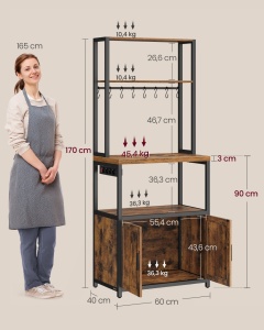 Кухненски рафт Vasagle Brown 60x40x170 cm - Img 7