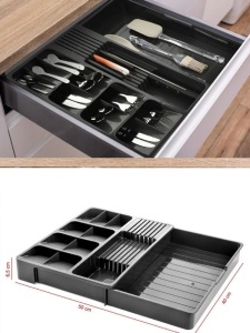 Поставка органайзер за прибори Ware Черен 6.5x50x40 см - Img 3