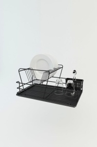 Рафт за отцеждане на съдове SM005 Черен 47x32x24 см