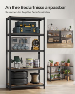 Рафт за съхранение Songmics черен 200x120x60 см - Img 6