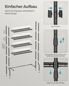 Рафт за тоалетна в банята Songmics Black 83x30x179 cm - Img 6
