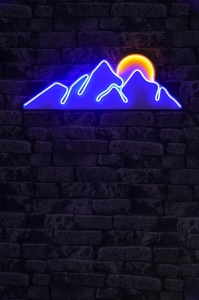 Светеща LED декорация за стена Планина Синя 21x62x2 см - Img 3