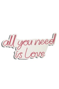 Светеща LED декорация за стена All You Need is Love червена 32x60x2 см - Img 5