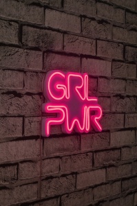 Светеща LED декорация за стена Girl Power Розова 36x25x2 см - Img 2