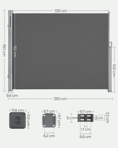 Странична тента Songmics Сива 160x350 см - Img 2