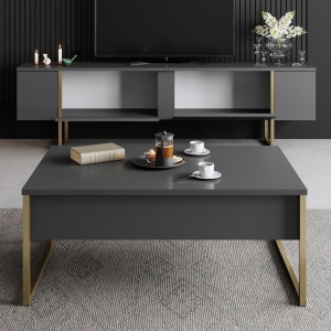 Телевизионен шкаф Luxe Antracit 180x30x50 cm - Img 5