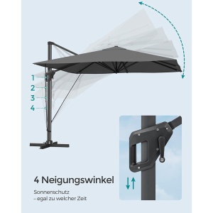 Чадър за тераса Songmics сив 300x300x260 см - Img 4