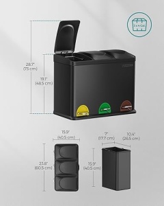 Черно кошче за рециклируеми отпадъци Songmics 60.5x40.5x48.5 cm - Img 6