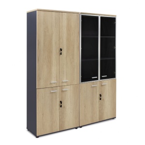 Шкафове Lotus с 4 врати от стъкло/дърво в цвят тъмен дъб 160x45x180см