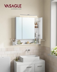 Шкаф за баня с огледало White Vasagle 70x16.5x75 cm - Img 2