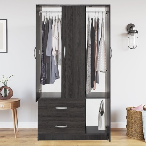 Шкаф Зелия с 2 врати и чекмеджета цвят венге 90x42x180см - Img 2