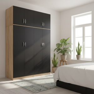 Шкаф с 4 врати, Athos I V6, антрацит-дъб, 160x42x240 см