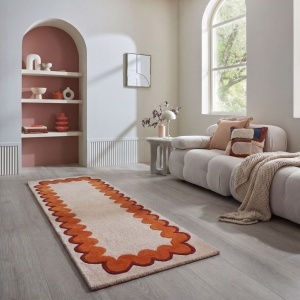 Covor traversa Wiggle Wool Portocaliu 80x230 cm
