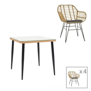 Naoki B Pako World Natural 80x80x78 cm комплект градинска маса и столове 5 броя - Img 1