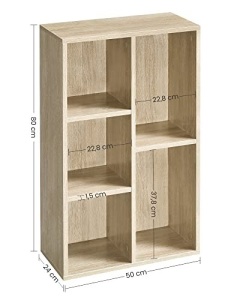 Библиотека, Vasagle, Натурален, 80x50x24 см - Img 4
