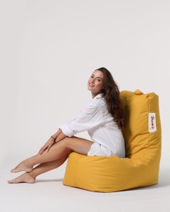 Градински фотьойл пуф Diamond Yellow 60x90x35 cm - Img 7