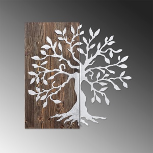 Декоративен дървен и метален аксесоар за стена Tree Nuc 58x58 cm - Img 4