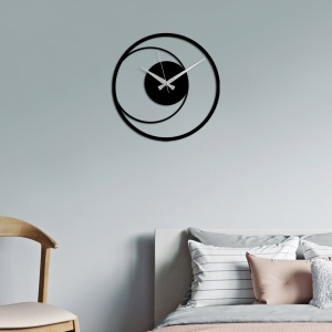 Декоративен стенен часовник от метал Circle Черен 49x49 см - Img 4