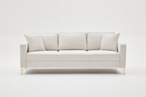 Диван за 3 места Берлин Крем 220x83x91 см - Img 4