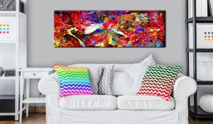 Картина - Червена гора 135x45 см - Img 2
