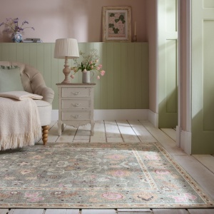 Килим пътека, Una Floral Washable Flair Rugs, зелен, 115x170 см