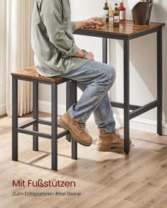 Комплект бар маса, Vasagle, Кафяво-черно, 60x60x90 см - Img 6