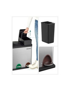 Кошче за рециклиране, Songmics, 3 x 15 L, сребрист, LTB45L - Img 4
