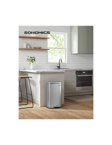 Кош за боклук за кухня, Songmics, 30L, Soft Close, Сребрист - Img 2