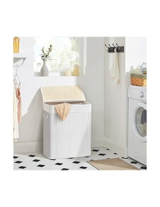 Кош за пране, Songmics, 100L, Бял, LCB64WT, 51 x 31 x 60 см - Img 3