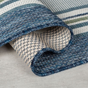 Кръгъл килим Roma Stripe Outdoor Outdoor Blue 160x160 cm, Flair Rugs - Img 2