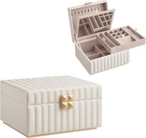 Кутия за бижута Songmics Бяла 24x21.5x13.5 cm