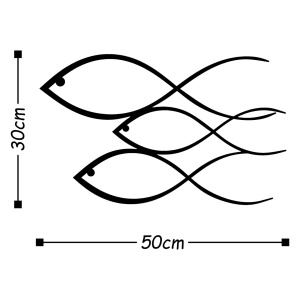 Метален декоративен аксесоар за стена Metal-248 Black 50x30 cm - Img 3