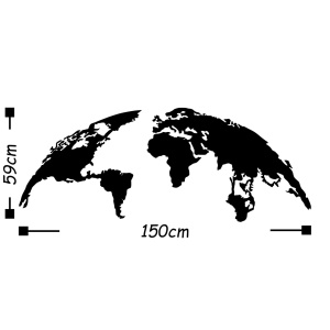Метална картина World Черна 150x59 см - Img 3