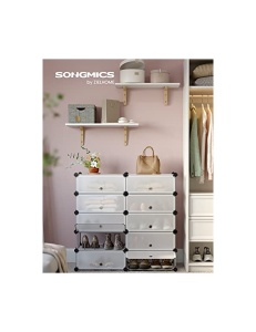 Поставка за обувки, Songmics, 10 отделения, 40 x 30 x 17 см, LPC10W, 20 двойки - Img 4