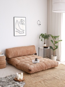 Разтегателен диван за 2 места Fold Кафяв 120x79x75 см - Img 2