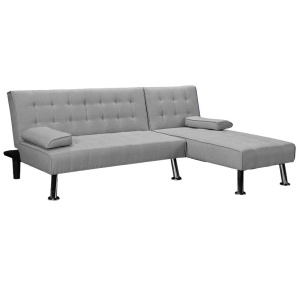 Разтегателен ъглов диван ляв ъгъл Brisk текстил сив 200x146x75 см