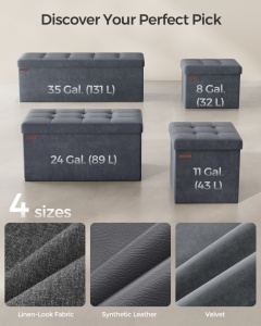 Сандак за съхранение Songmics, сив, 110x38x38 см - Img 6