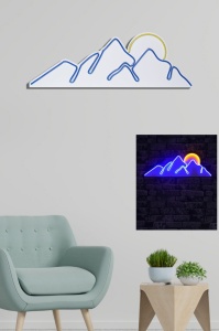 Светеща LED декорация за стена Планина Синя 21x62x2 см - Img 4