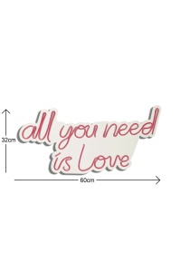 Светеща LED декорация за стена All You Need is Love червена 32x60x2 см - Img 6